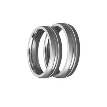 Titanium Vielsesringe, mat overflade med blank midte, 6 mm bredde